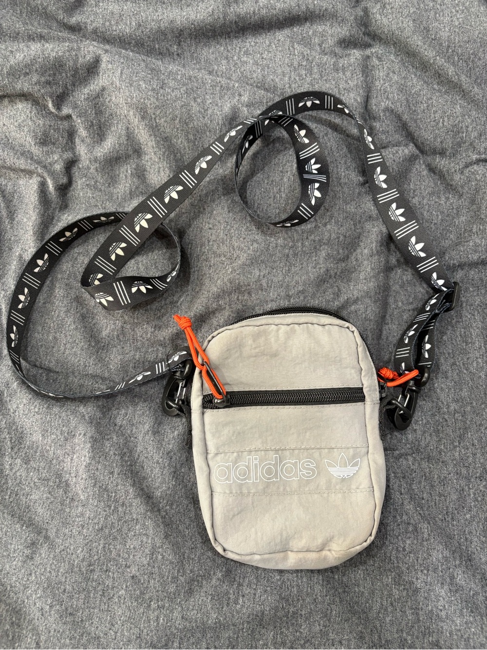 Adidas Small Crossbody Bag in Light Gray with Black Strap